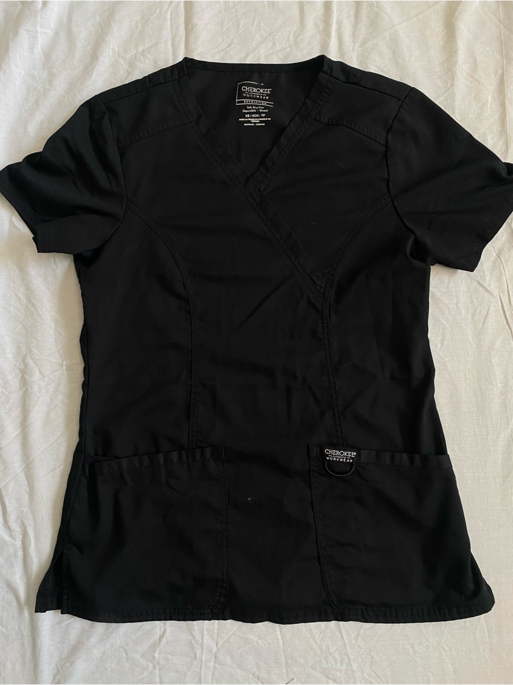 Cherokee Black Women's Cross-Front Scrub Top